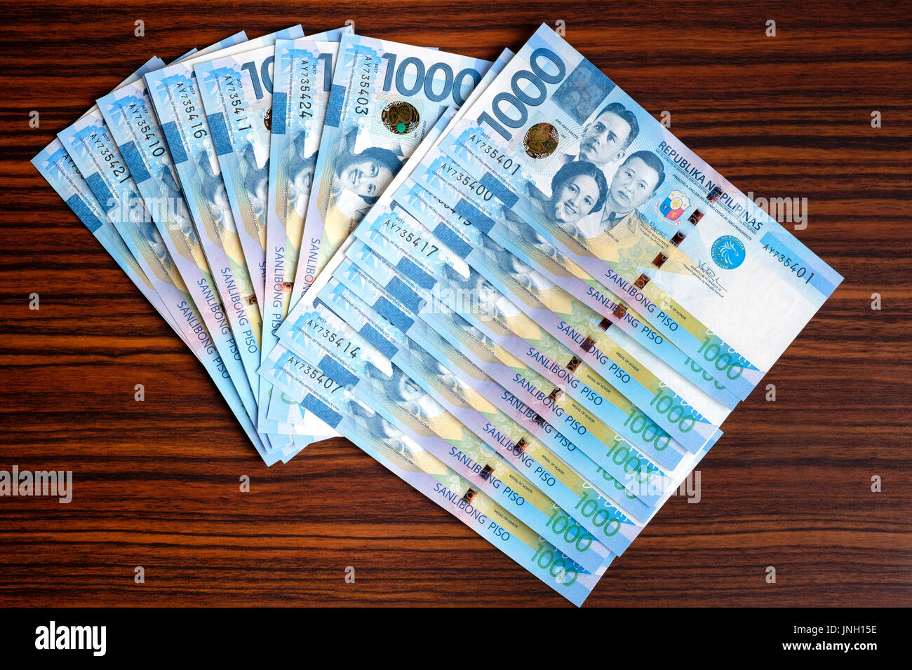 Philippinen Pesos in tausend Wert der Banknoten Stockfoto