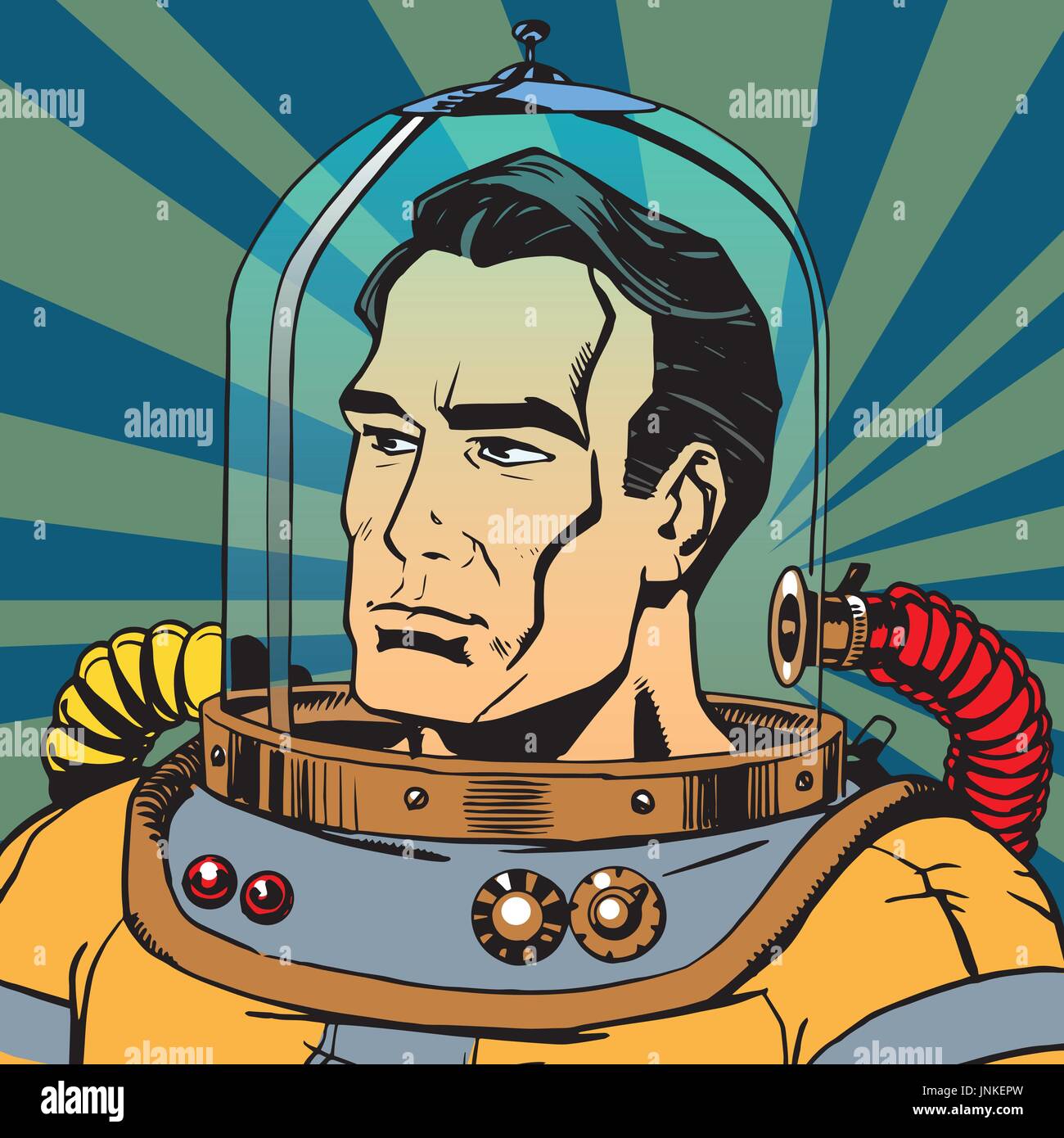 Avatar-Porträt eines Retro-Astronaut. Astronaut Spaceman. Pop-Art-Retro-Vektor-illustration Stock Vektor