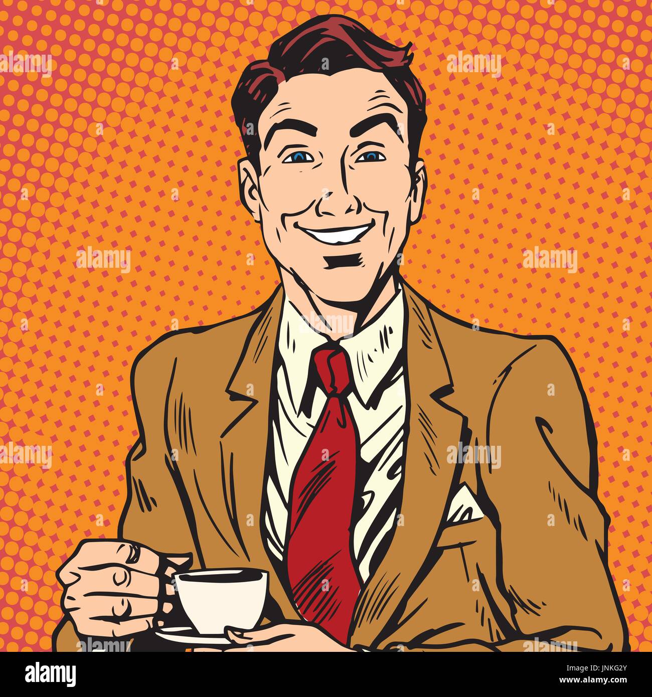 Avatar Porträt des Menschen, die Kaffee trinken. Pop-Art-Retro-Vektor-illustration Stock Vektor