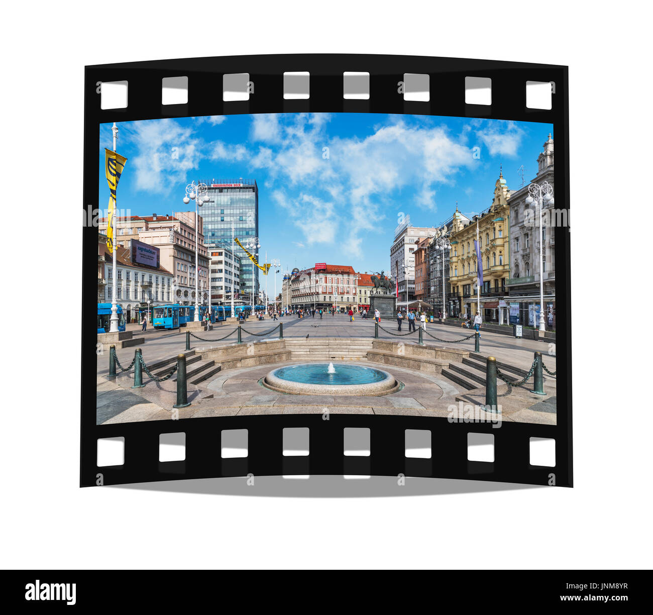 Der Ban Jelacic Platz ist der zentrale Platz der kroatischen Hauptstadt. Es befindet sich in der Unterstadt (Donji Grad) aus Zagreb, Kroatien, Europa Stockfoto