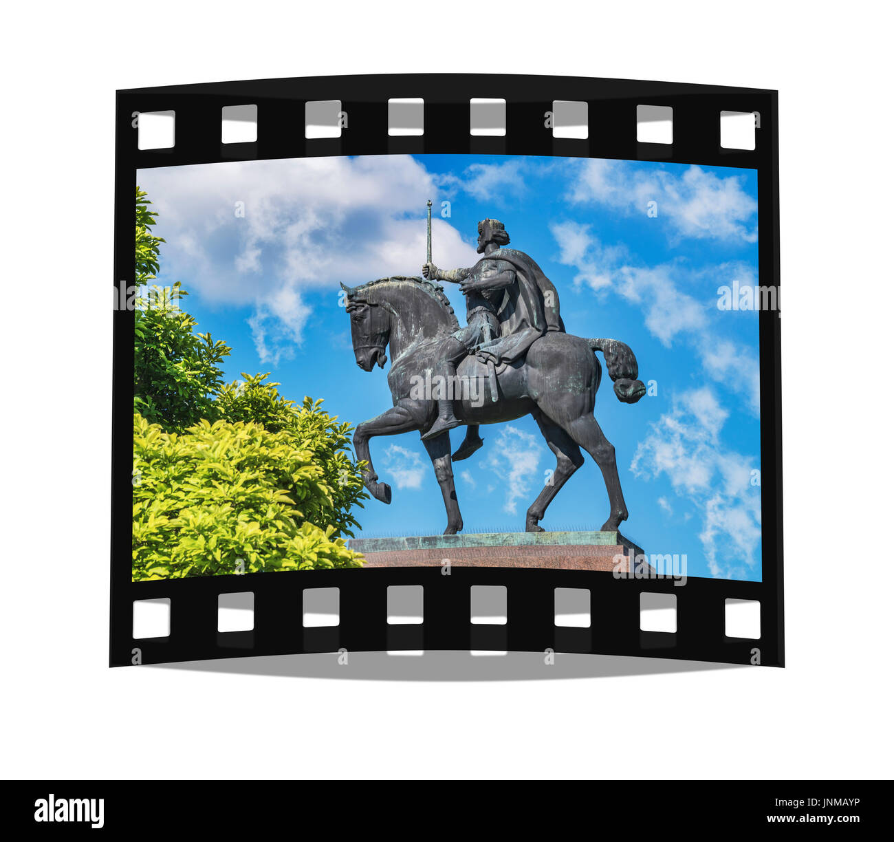 Das Reiterstandbild von König Tomislav befindet sich direkt vor dem Hauptbahnhof, Zagreb, Kroatien, Europa Stockfoto