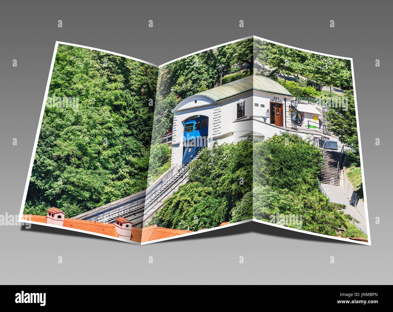 Die Standseilbahn Zagreb ist einer der die kürzeste öffentliche Verkehrsmittel Standseilbahnen in der Welt, Zagreb, Kroatien, Europa Stockfoto