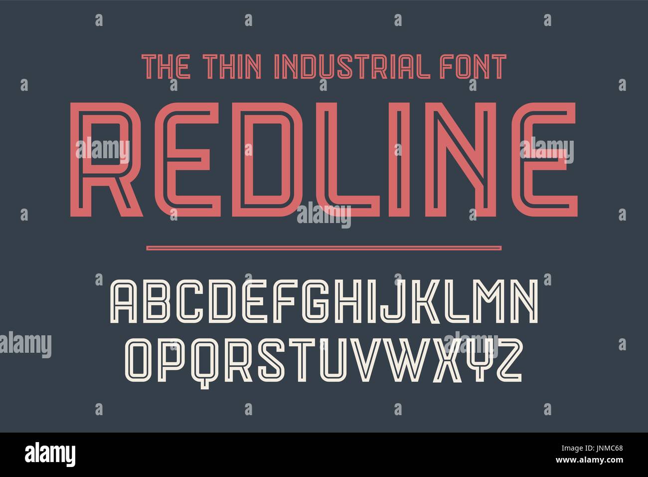 Alphabet und Schrift Red Line mit Schatten Stock Vektor