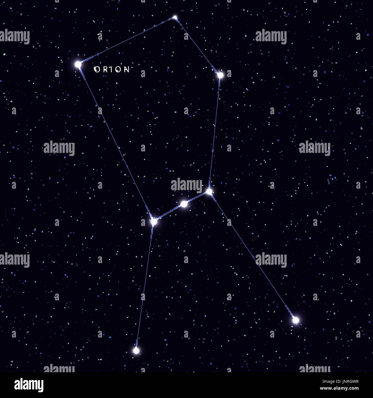 Sky-Map mit dem Namen der Sterne und Sternbilder. Stock Vektor