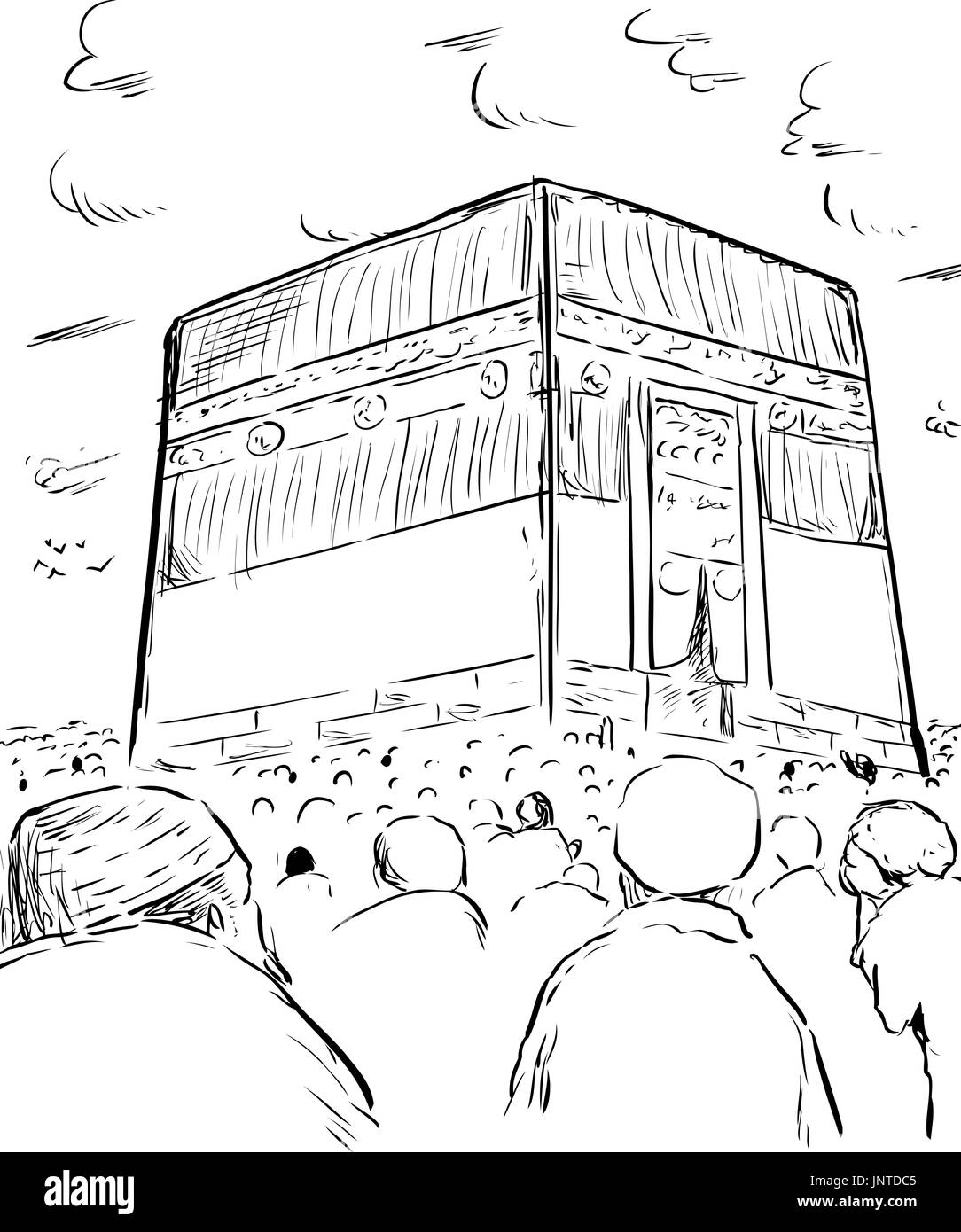 Grundrissskizze der frommen muslimische Pilger montiert um die Kaaba in Mekka, Arabien Stockfoto