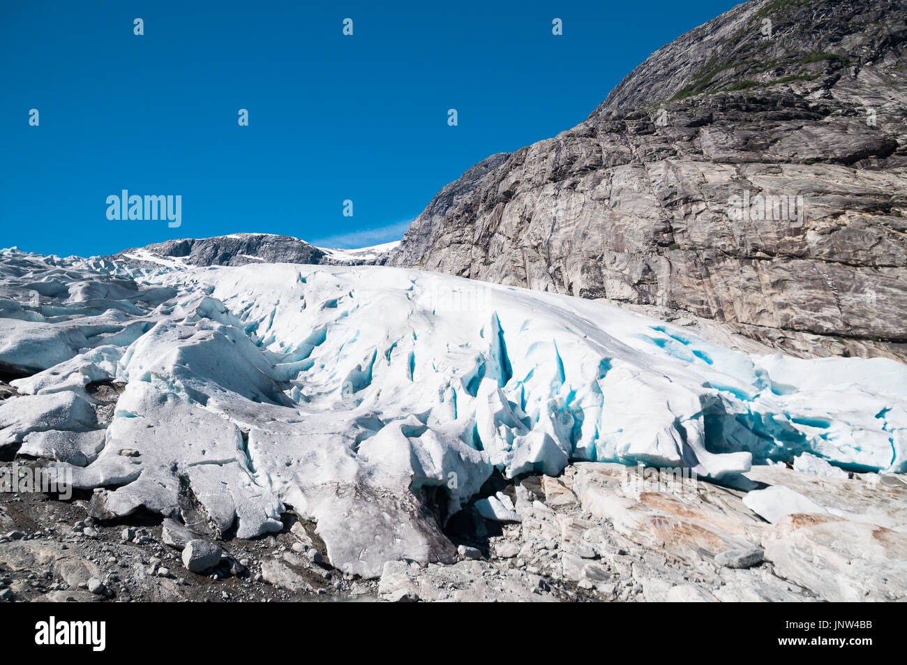 Blick auf Nigardsbreen - Jostedalsbreen Gletscher in Norwegen Stockfoto