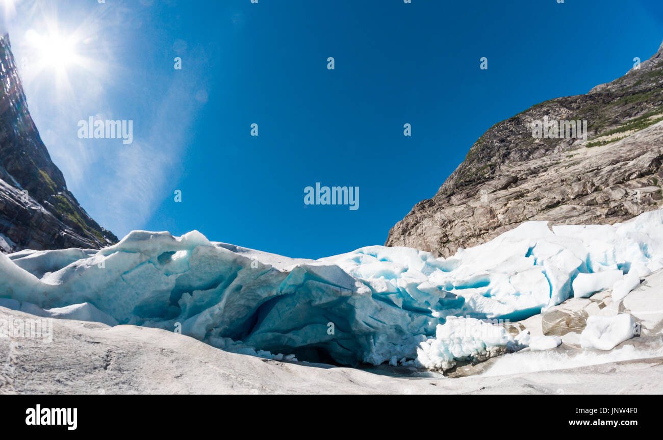 Blick auf Nigardsbreen - Jostedalsbreen Gletscher in Norwegen Stockfoto