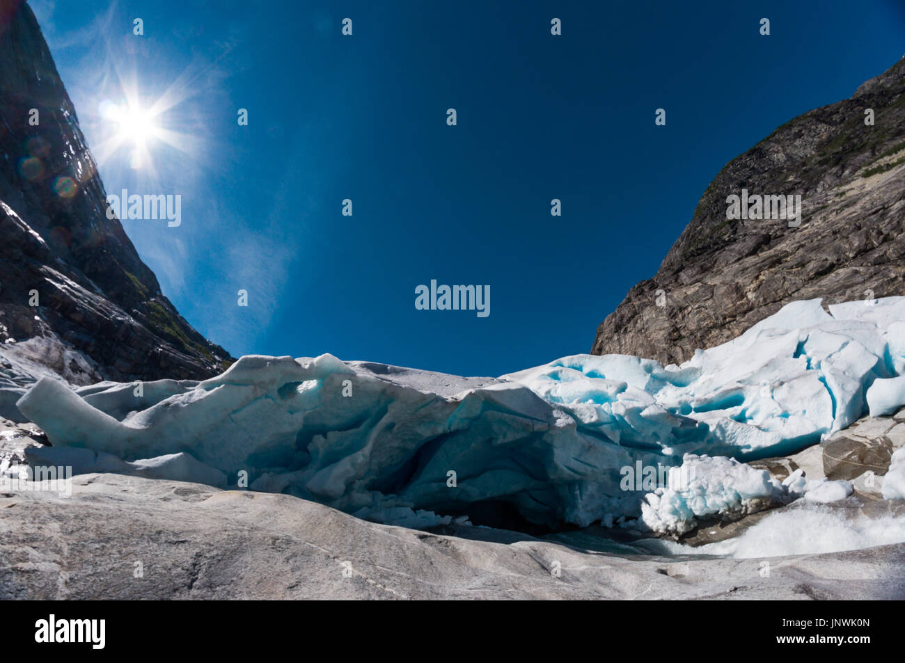 Blick auf Nigardsbreen - Jostedalsbreen Gletscher in Norwegen Stockfoto
