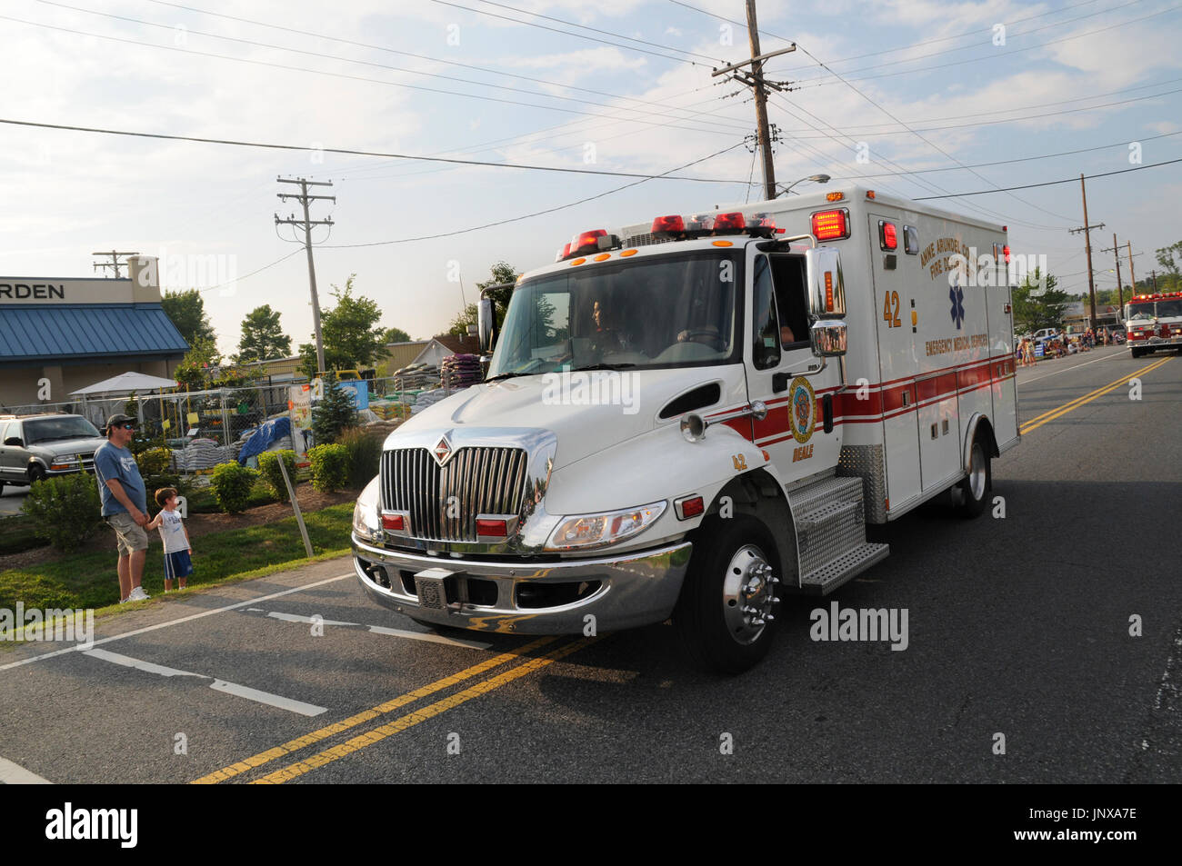 Anbulance Reaktion auf einen Aufruf in Deale, Maryland Stockfoto