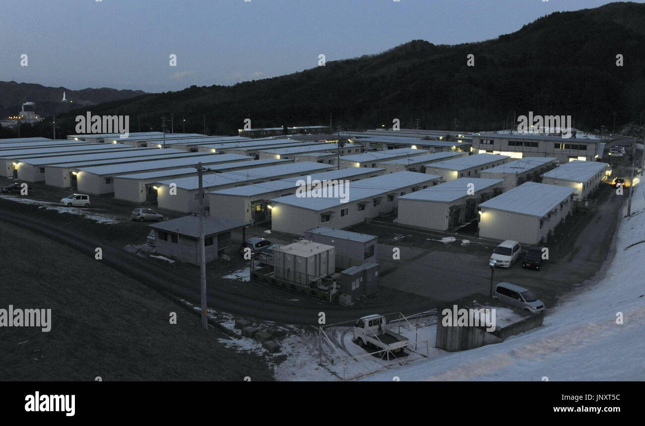 KAMAISHI, Japan Leuchten bei temporären Wohneinheiten in Kamaishi
