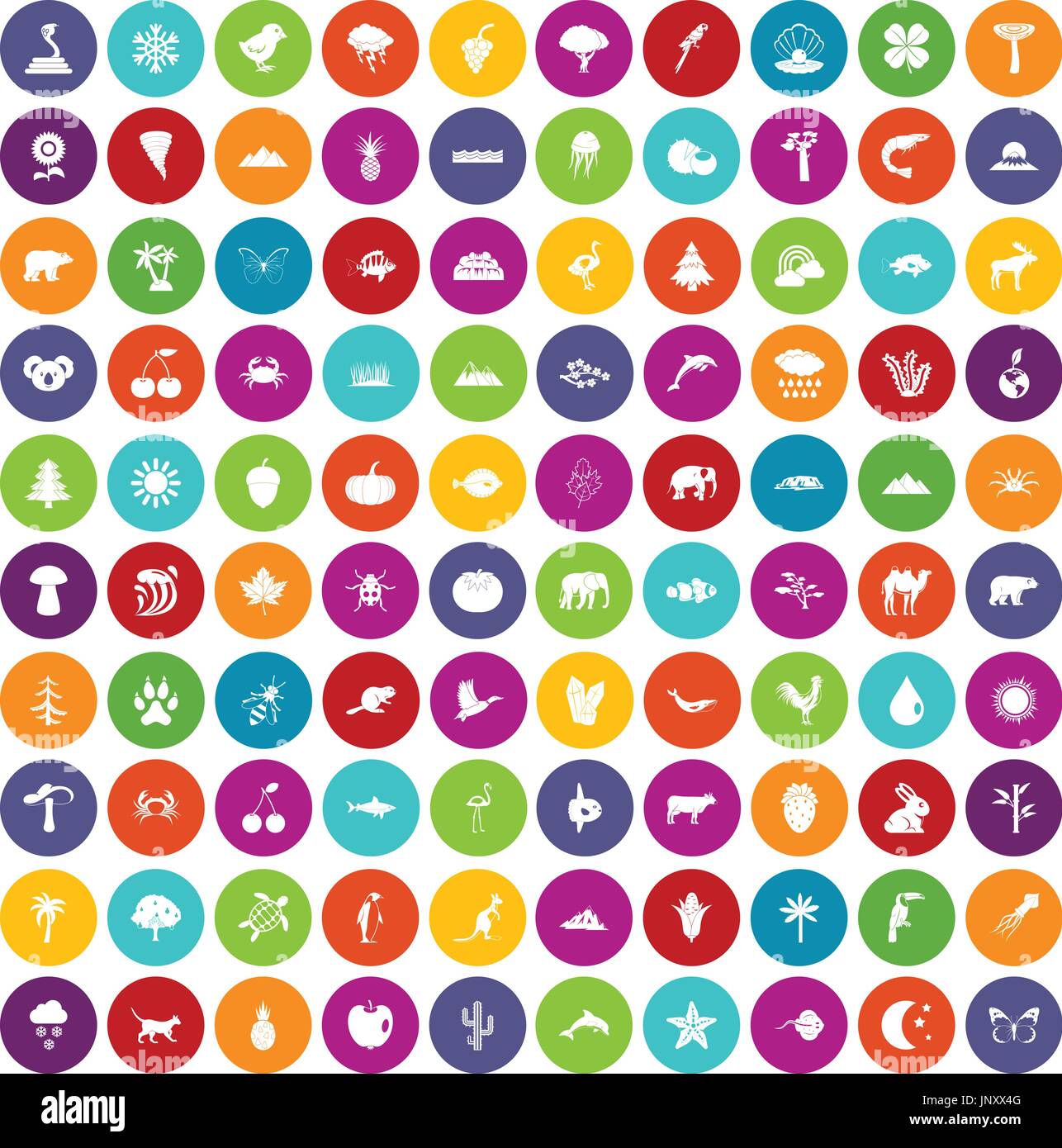 100 Natur Icons set Farbe Stock Vektor