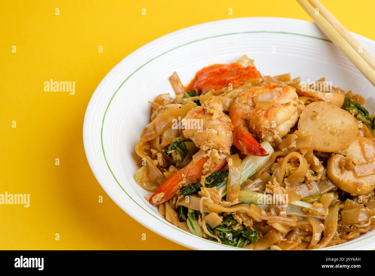 Gebratenes flache Reis Nudel oder Char Kway teow Stockfoto