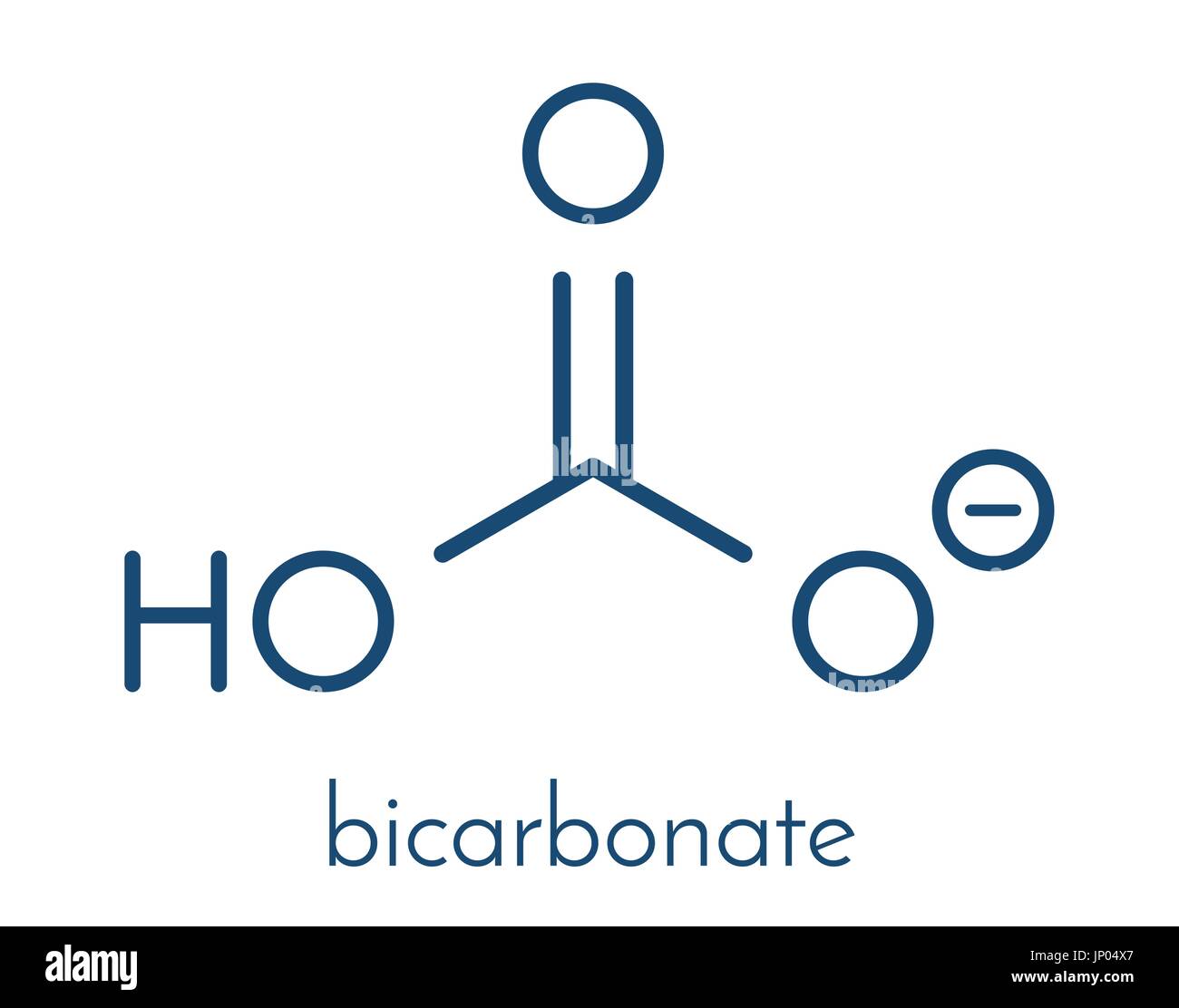 Bicarbonat Anion, chemische Struktur. Gemeinsamen Salze enthalten Natriumbicarbonat (Natron) und Ammonium Bicarbonat. Skelettformel. Stock Vektor