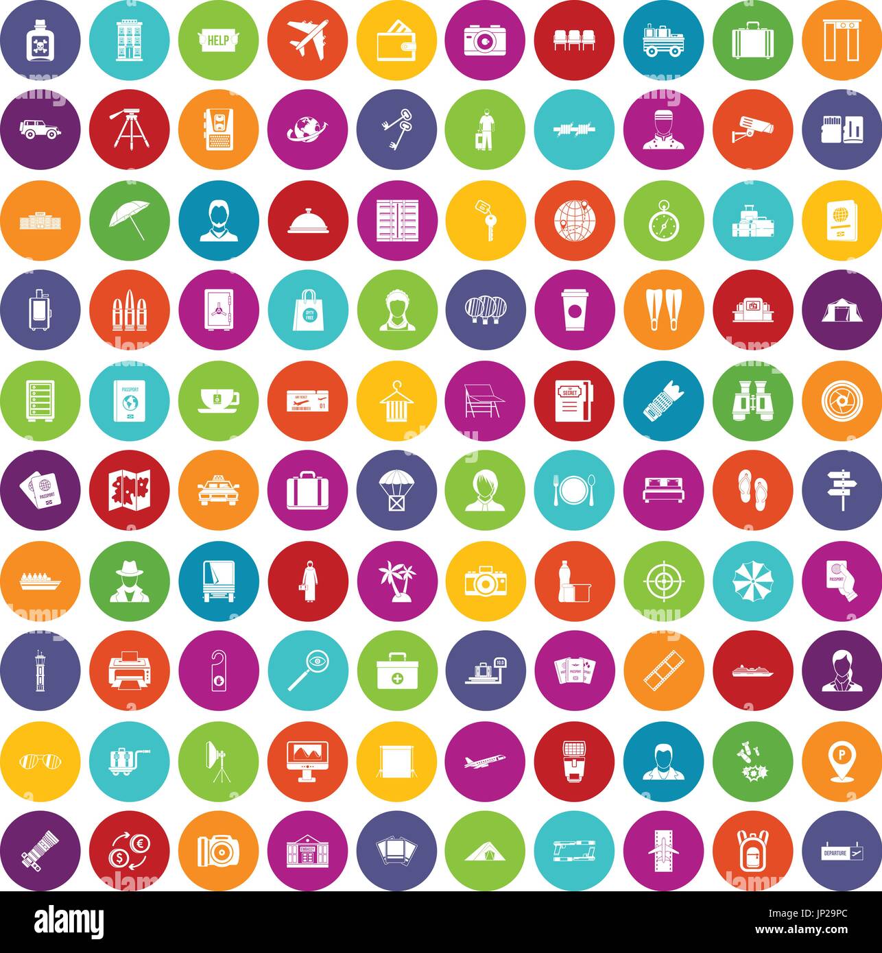 100 Pass Icons set Farbe Stock Vektor