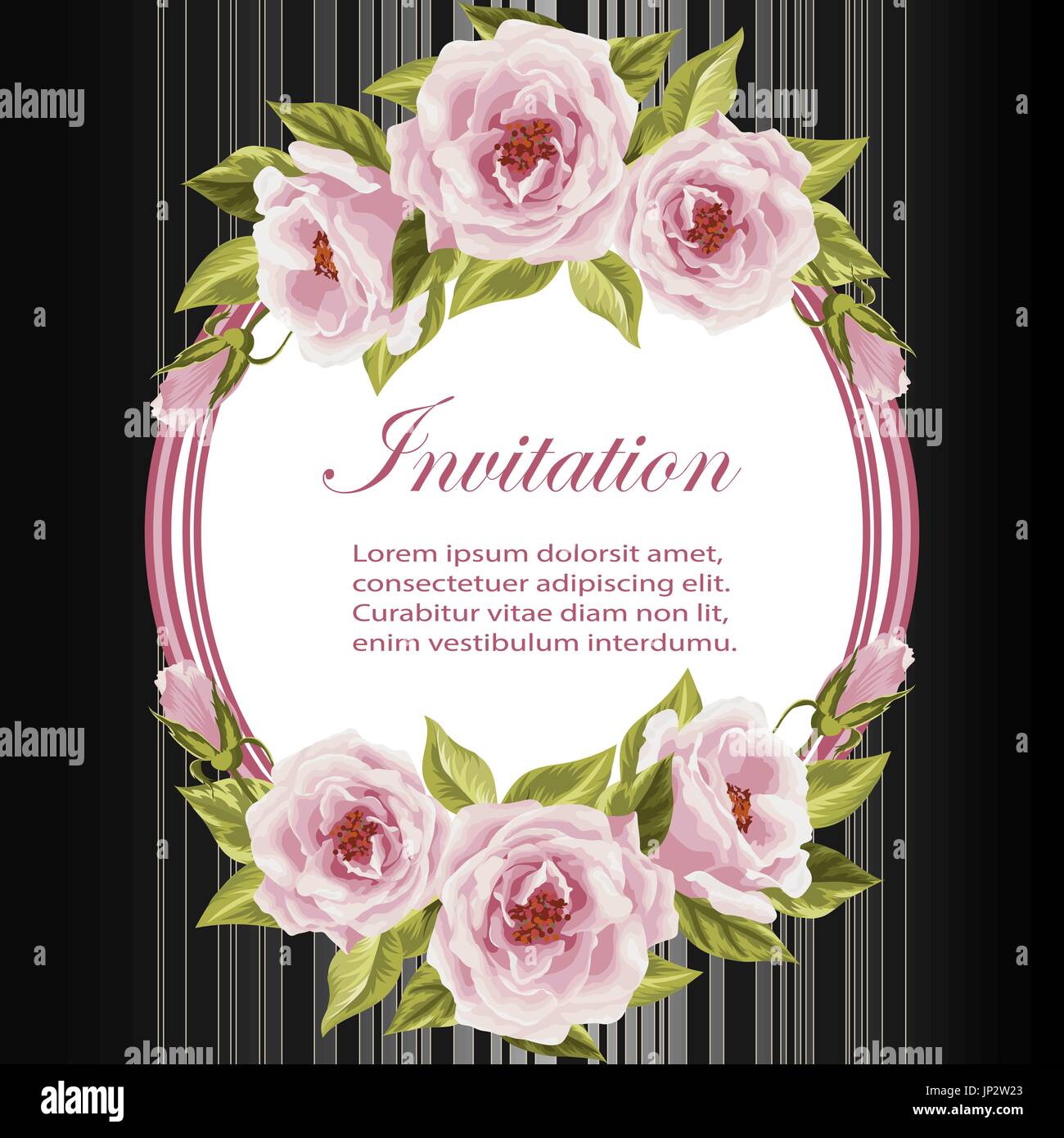 Runde Rahmen mit Rosen Stock Vektor