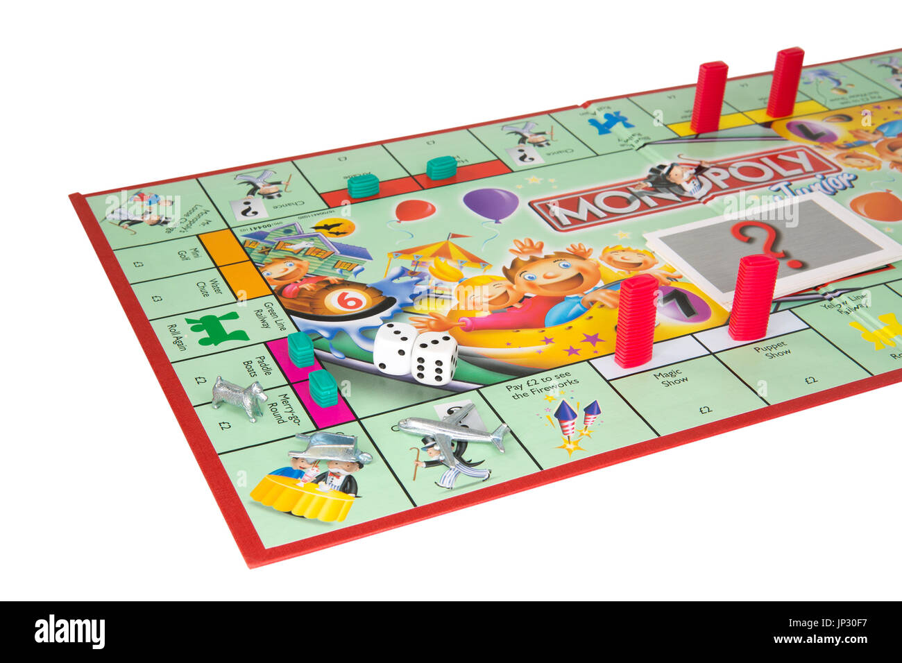 SWINDON, UK - 31. Juli 2017: Junior Monopoly-Spiel eine einen weißen Hintergrund Stockfoto