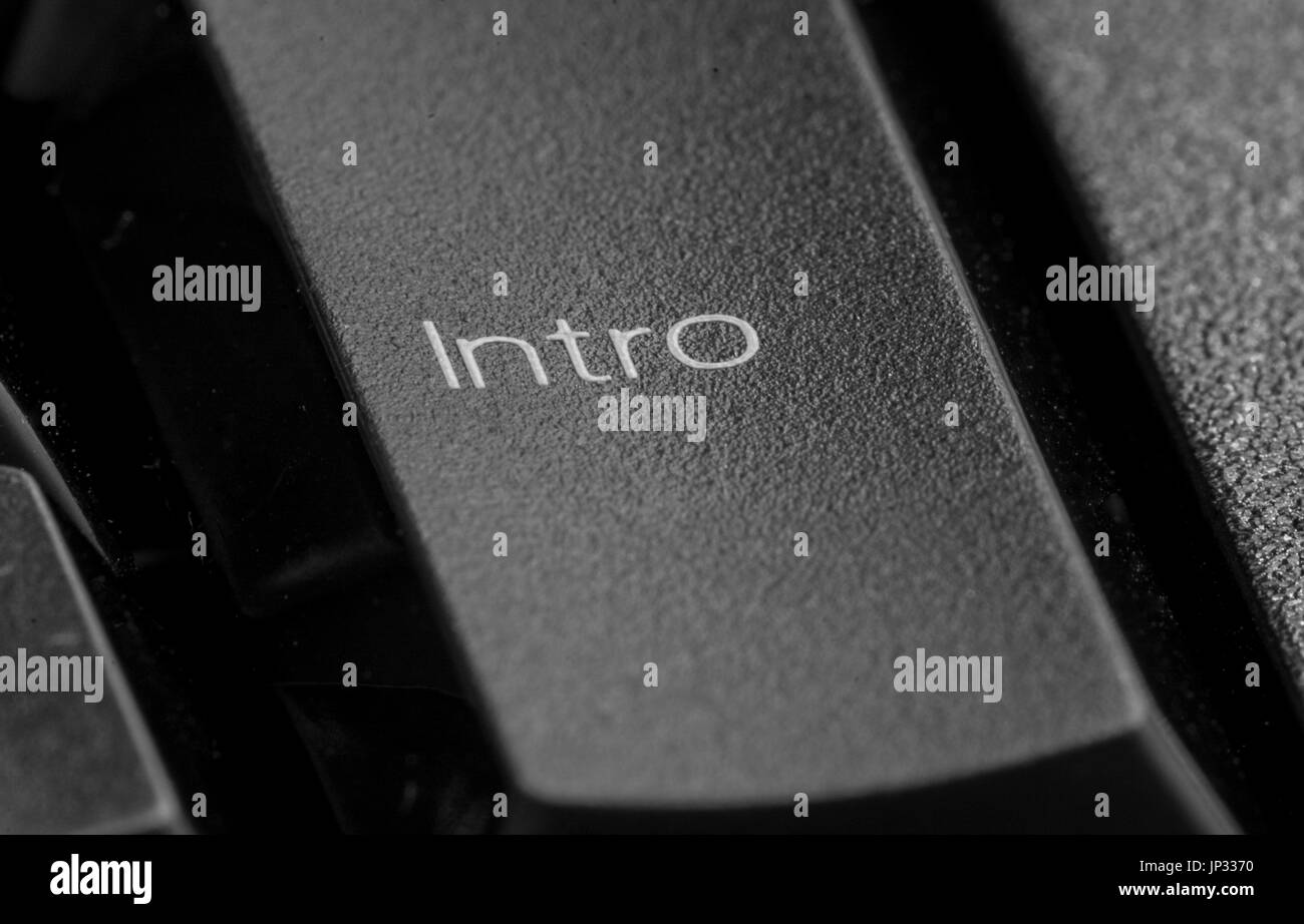 Schwarze Tastatur mit Intro Schlüssel in Makro-Ansicht Stockfoto