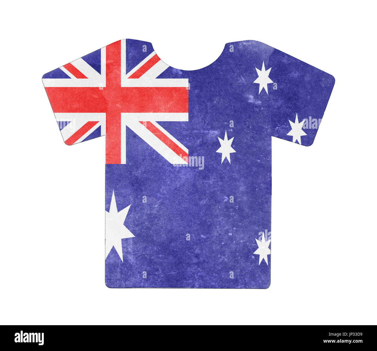 Einfachen T-shirt, dreckig und Vintage Look, isoliert auf weiss - Australien Stockfoto