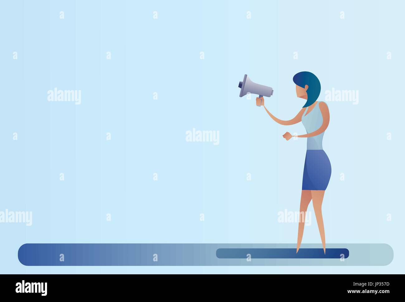 Abstrakt Business Frau Halt Megaphon Lautsprecher digitales Marketingkonzept Stock Vektor
