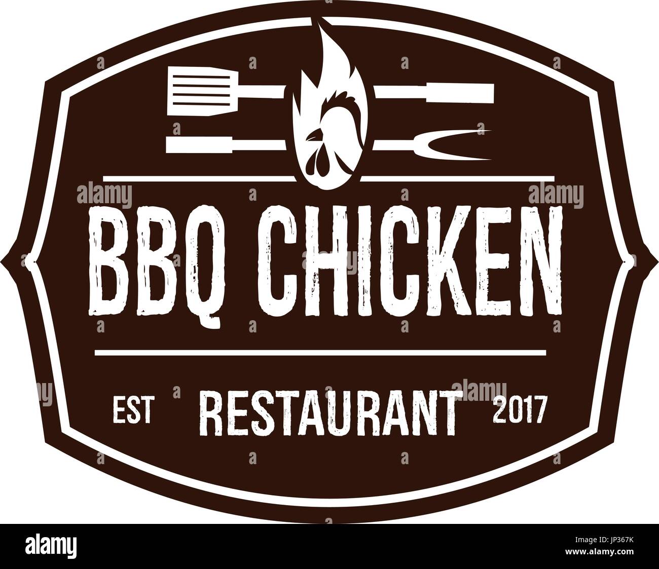 Vintage BBQ Chicken Logo. isoliert auf Whitebackground. Stock Vektor