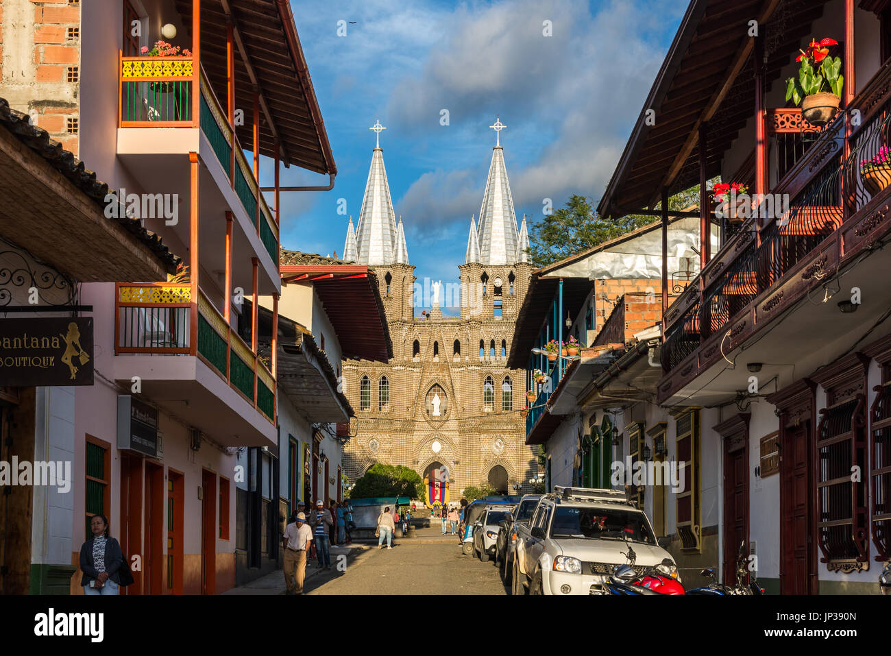 Straße der historischen Kleinstadt Jardin, Kolumbien, Südamerika Stockfoto