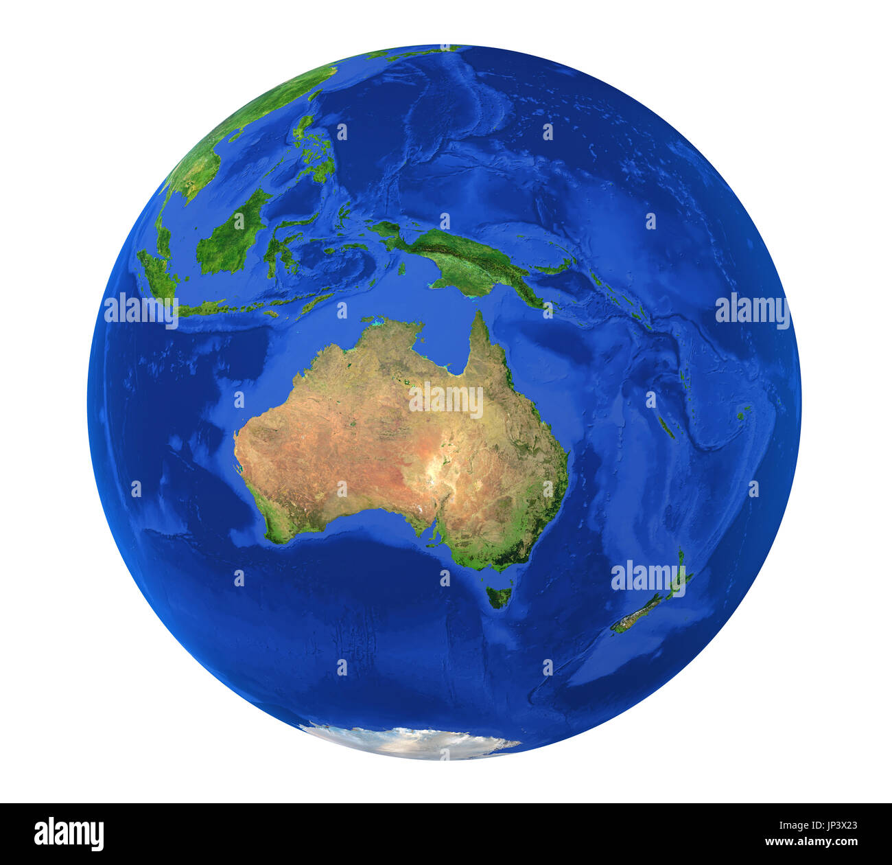Erde Globus Australien Blick isoliert Stockfoto