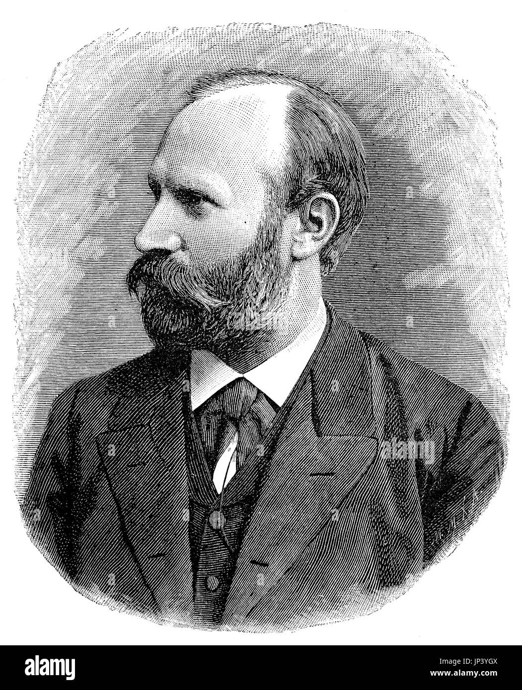 Heinrich Wilhelm Gottfried von Waldeyer-Hartz, 6. Oktober 1836 - 23. Januar 1921, ein deutscher Anatom, berühmt für die Konsolidierung der Neuron-Theorie der Organisation des Nervensystems und für die Benennung von Chromosom, Professor und Arzt, digital verbesserte Wiedergabe einer Holzschnitt-Publikation aus dem Jahr 1888 Stockfoto