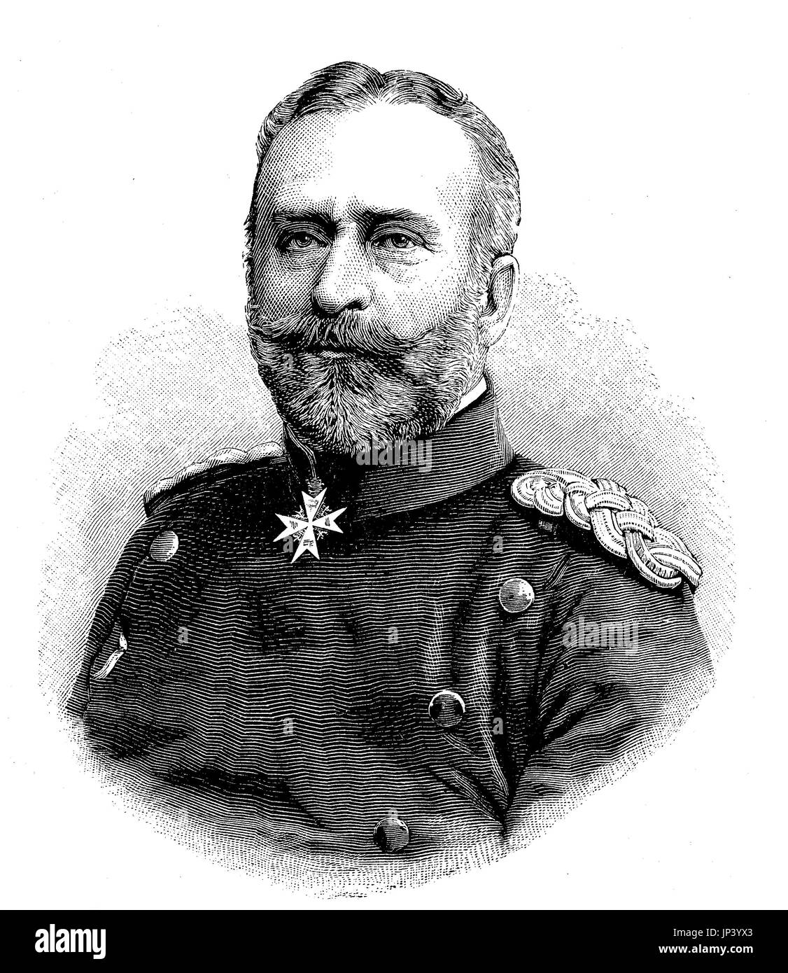 Ernst Engelbert Oskar Wilhelm von der Burg, war 24. April 1831 - 3. November 1910, ein preußischer General der Infanterie, Deutschland, digital verbesserte Reproduktion einer Holzschnitt-Publikation aus dem Jahr 1888 Stockfoto