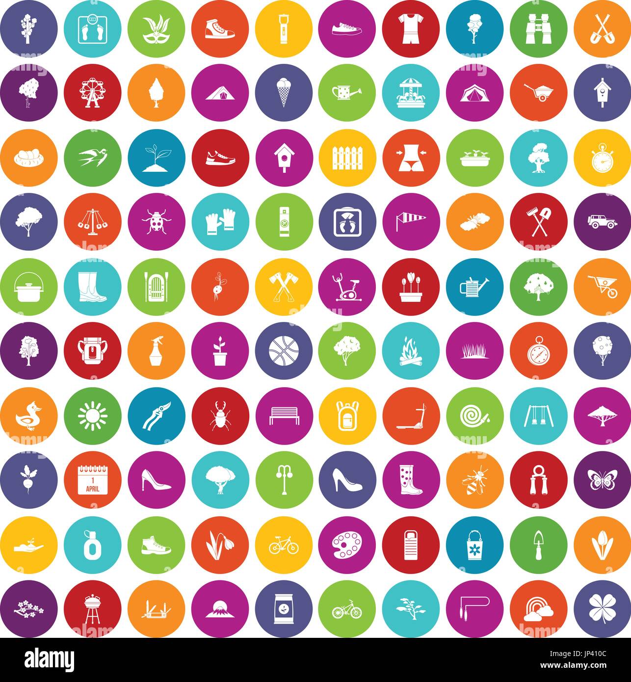 100 Feder-Icons set Farbe Stock Vektor