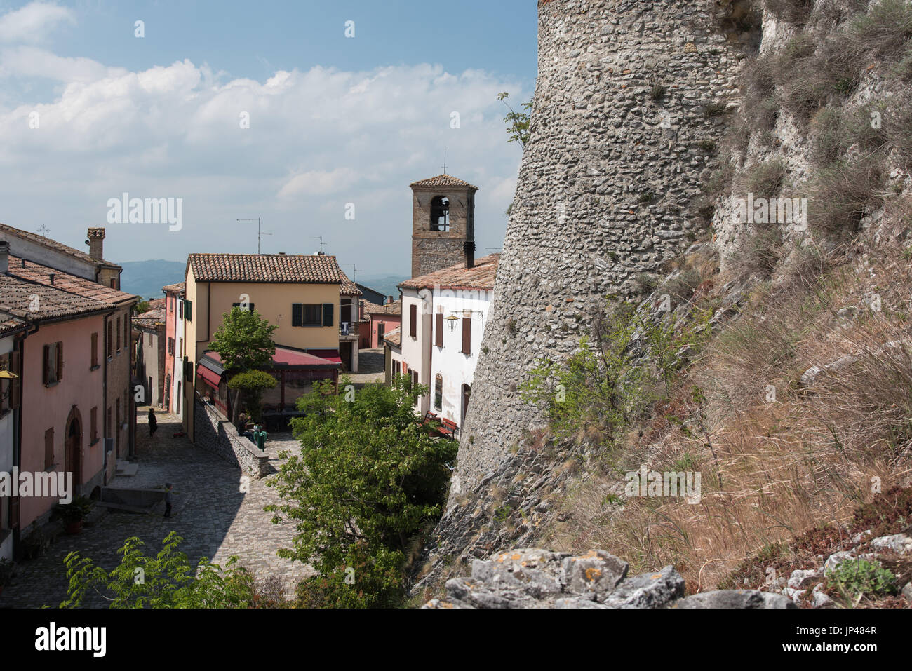 Verucchio, Montebello und Torriana, alten Dörfern der Romagna Stockfoto