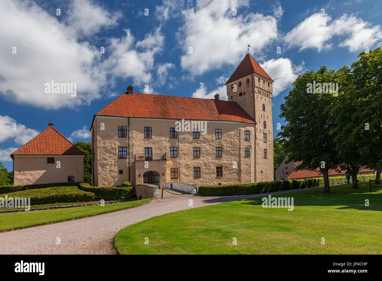 Bild der mittelalterlichen Burg Tosterup in Skane, Schweden. Stockfoto