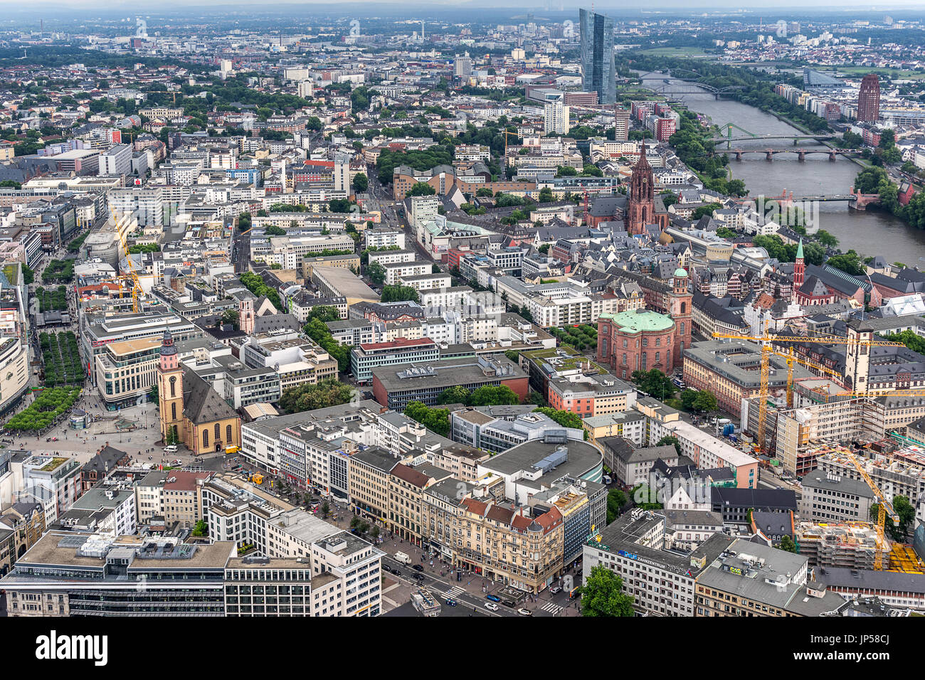 Blick über die Dächer von Frankfurt Am Main Stockfoto