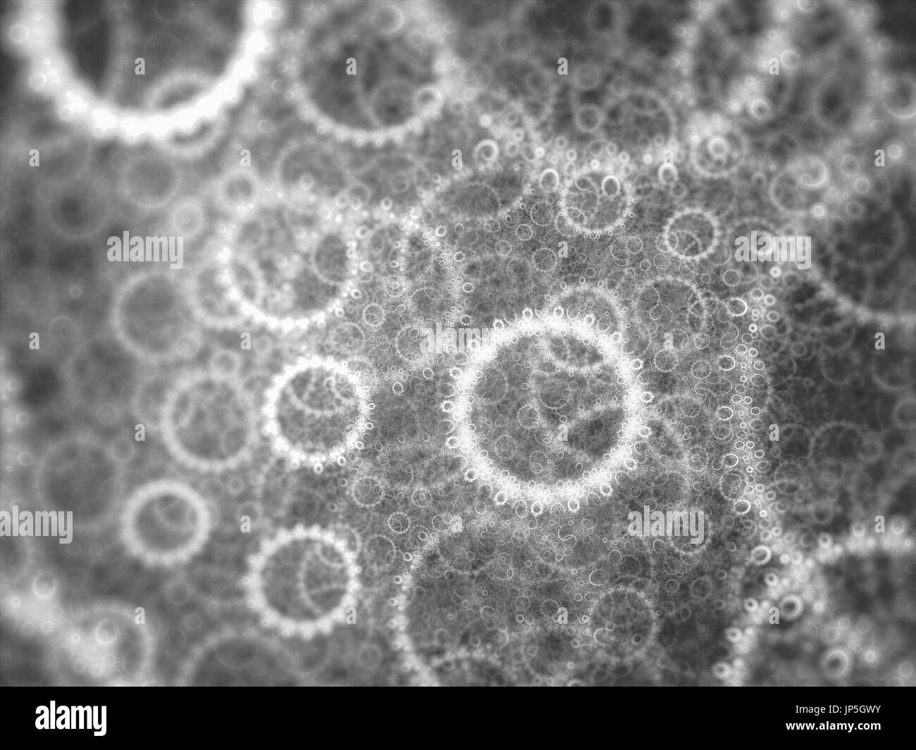 Abstrakte Virus schwarze und weiße Textur, computergenerierte Fraktal, 3D-Rendering Stockfoto