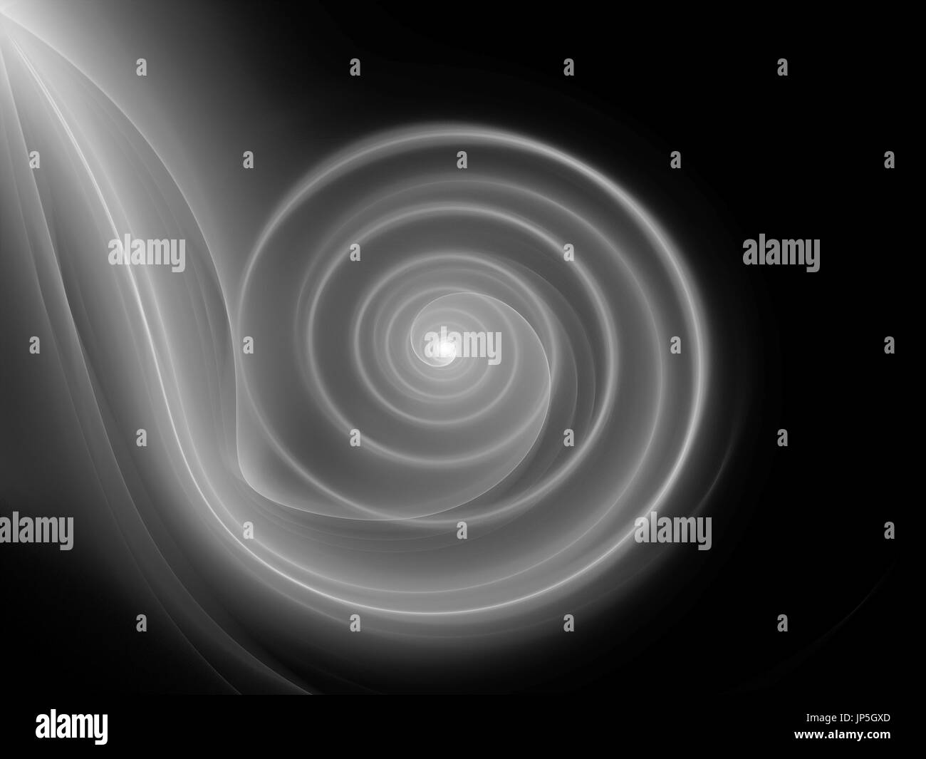 Leuchtende Spirale Fluss von Informationen Textur, schwarz und weiß, computergenerierten abstrakten Hintergrund, 3D rendering Stockfoto