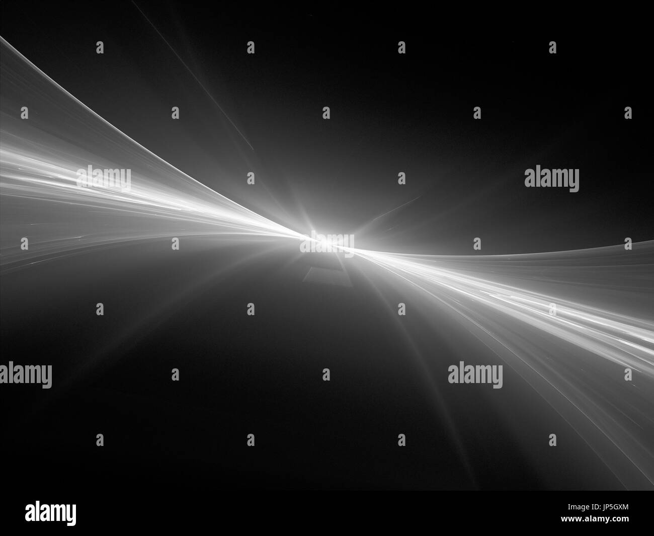 Leuchtende Neon-Kurven Textur schwarz-weiß, zukünftige Technologien, computergenerierten abstrakten Hintergrund 3D-Rendering Stockfoto