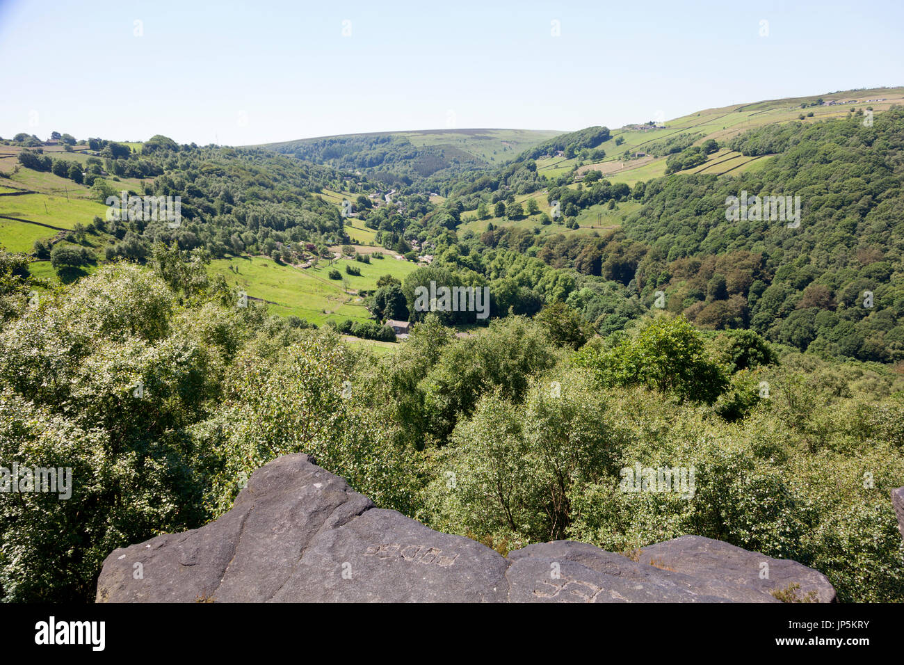 Blick über Cragg Vale, Mytholmroyd, West Yorkshire Stockfoto