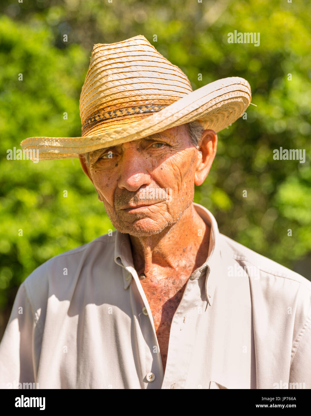 Kubanische Bauer, Closeup Portrait von Gesicht, senior männlich, Kuba Stockfoto