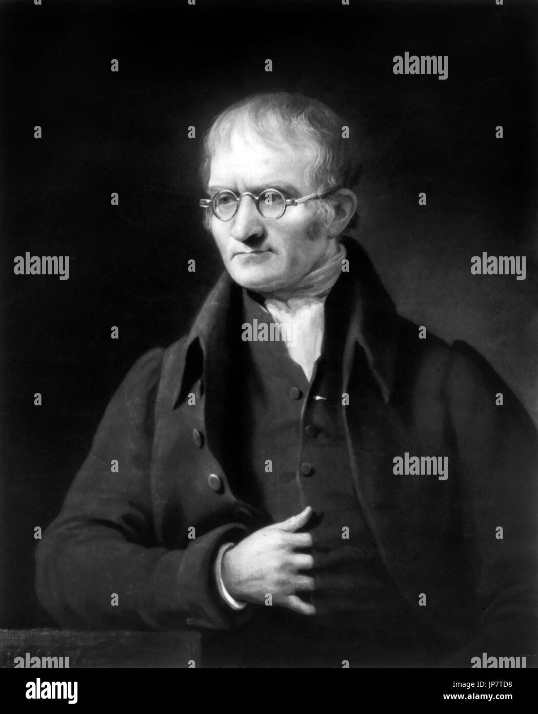 John Dalton (1766-1844), Chemiker und Pionier in der Kernphysik. Kupferstich von Charles Turner aus ein Portrait von James Lonsdale, c 1830 Stockfoto