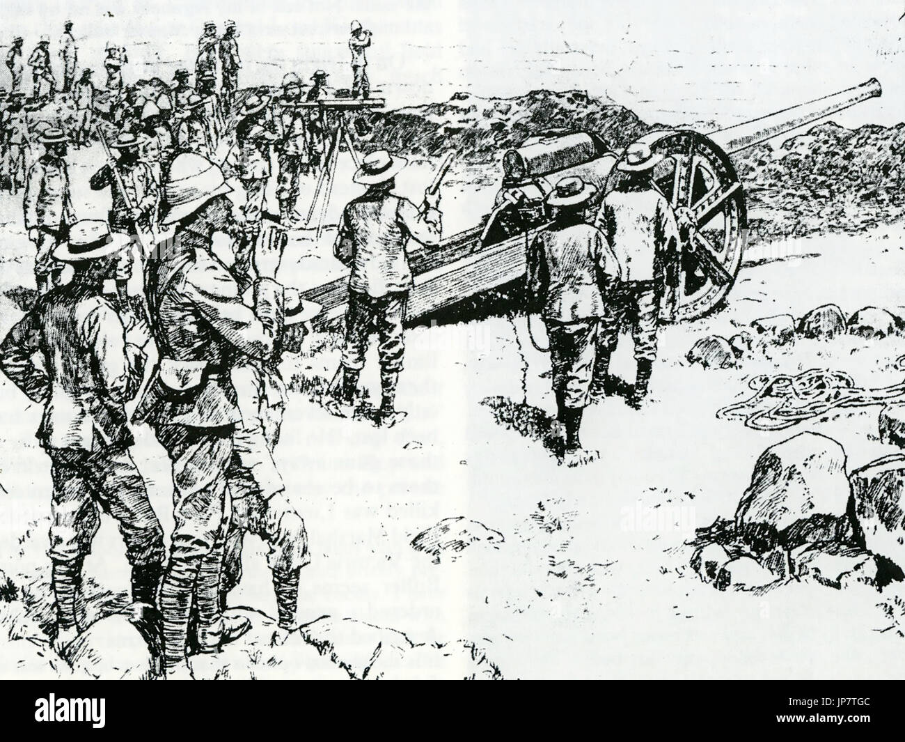 Schlacht von COLENSO 15. Dezember 1899. Britische schnell feuern 4,5 Zoll Marinegeschütz in Aktion Stockfoto