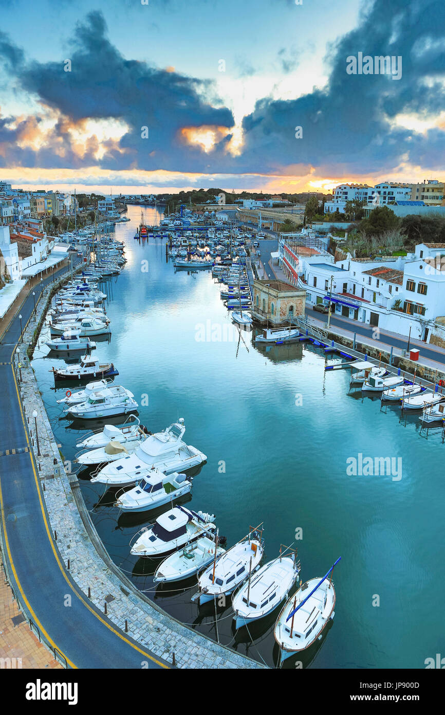 Spanien, Balearen, Insel Menorca, Ciutadella Stadt, Ciutadella Hafen, Stockfoto