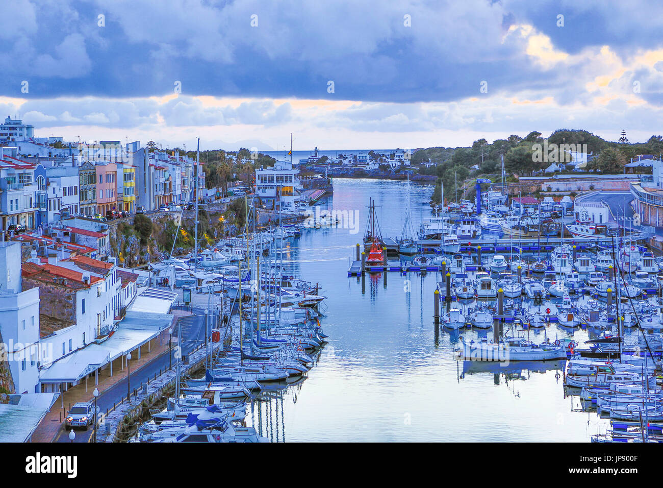 Spanien, Balearen, Insel Menorca, Ciutadella Stadt, Ciutadella Hafen, Stockfoto