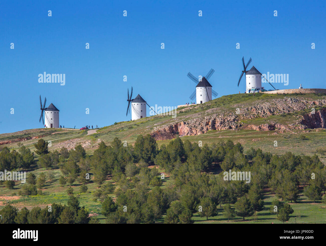 Spanien, Region La Mancha, Campo de Criptana Bereich, Windmühlen, Stockfoto