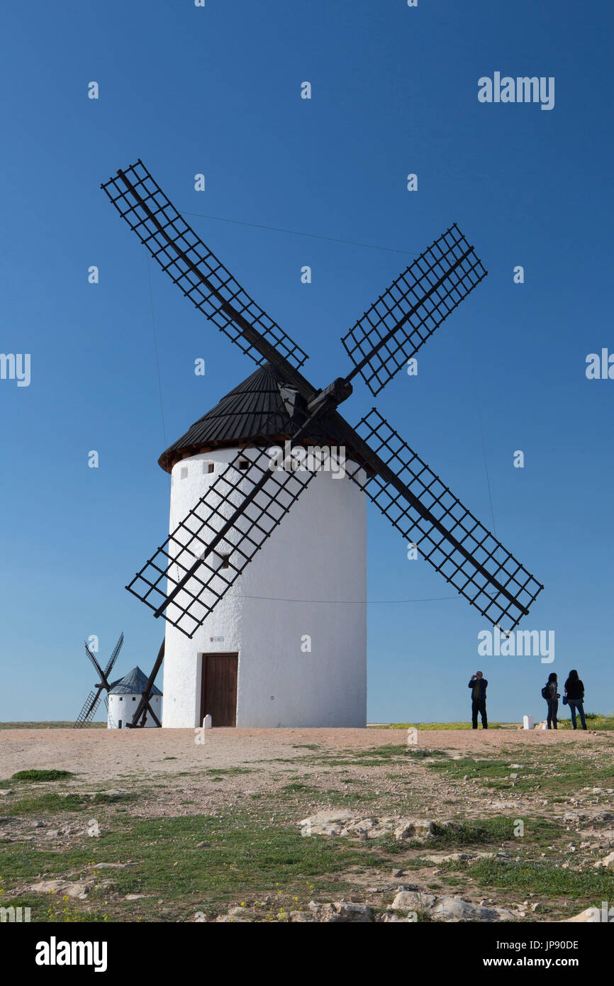 Spanien, Region La Mancha, Campo de Criptana Bereich, Windmühlen, Stockfoto