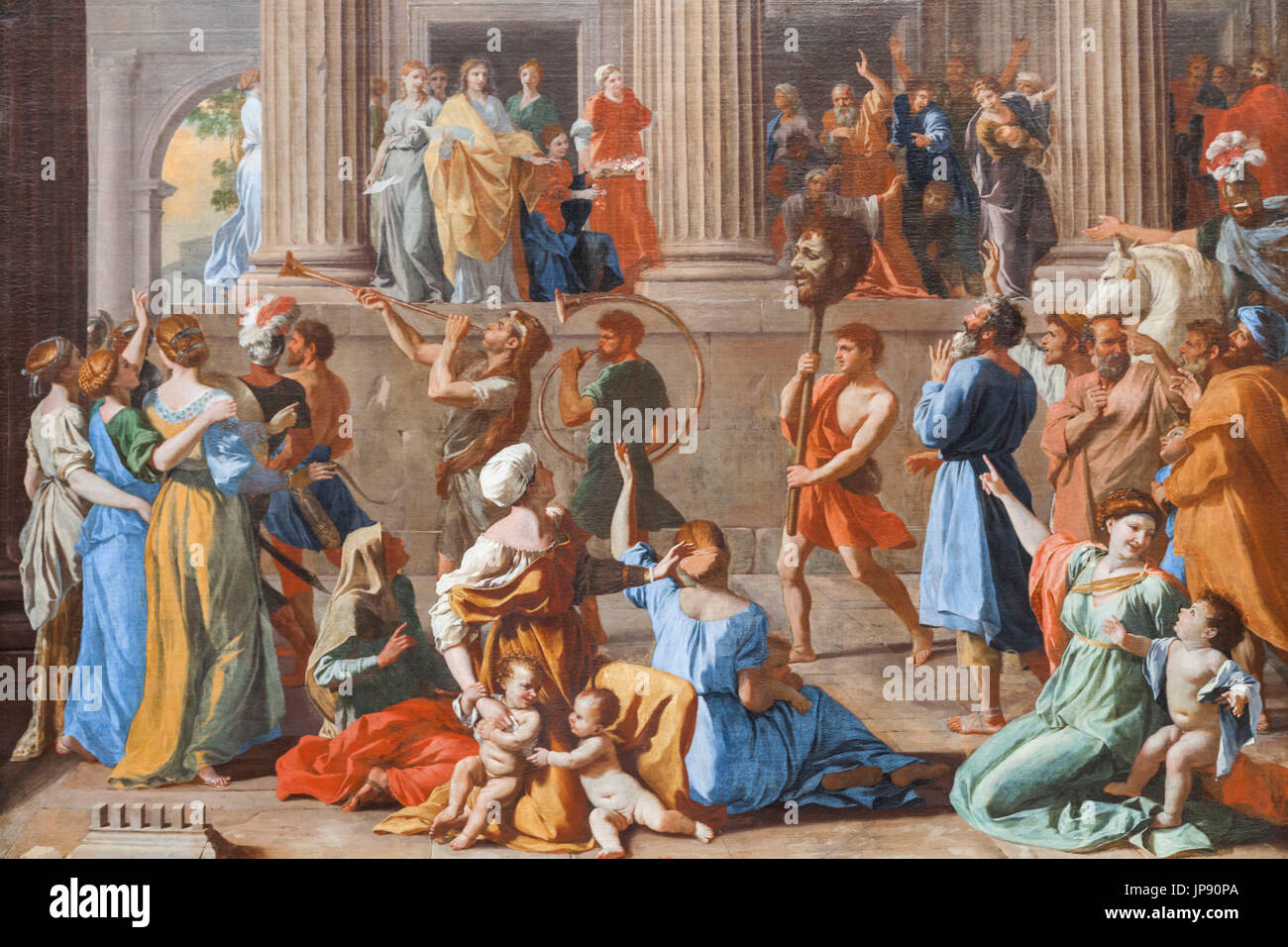 England, London, Dulwich, Dulwich Picture Gallery, Bild mit dem Titel "The Triumph of David" von Nicolas Poussin datiert 1628-31 Stockfoto