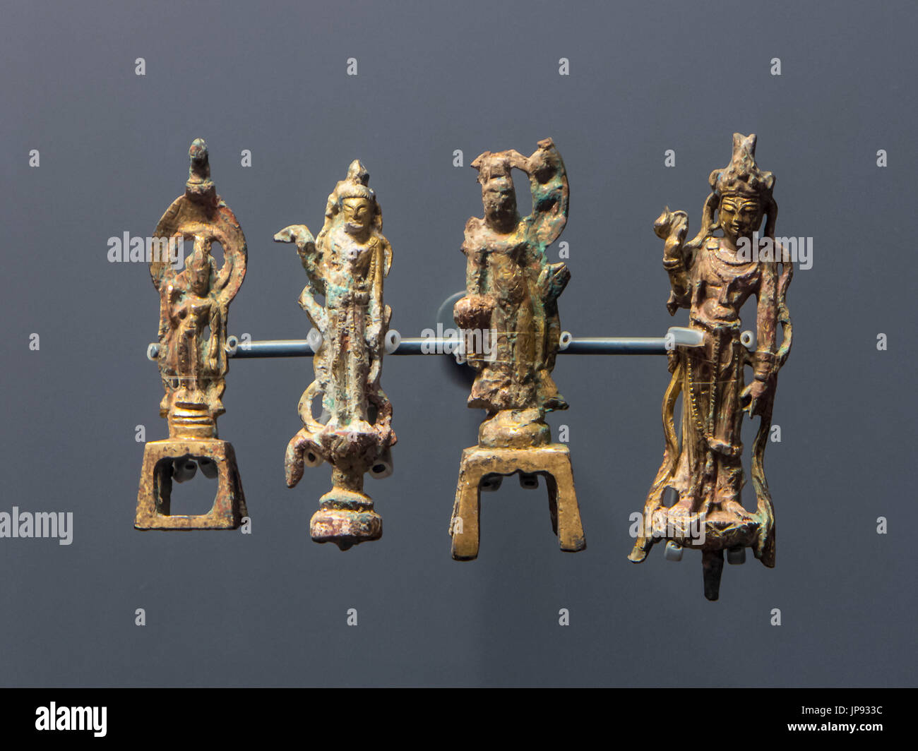 Vergoldete Buddha Figuren (221 BC - AD-581) in der Hauptstadt Museum, Peking, China Stockfoto