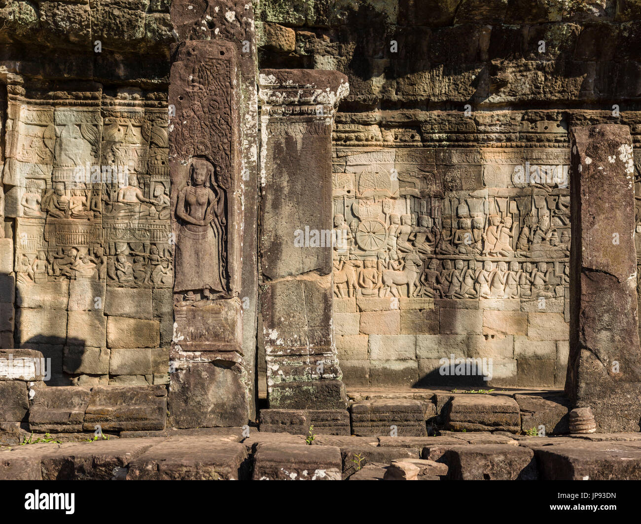 Bas-lindert, Bayon, Angkor Thom, Siem Reap, Kambodscha, Stockfoto