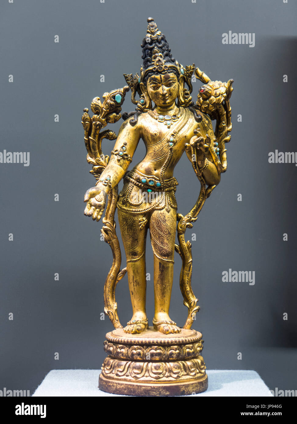 Bronze Figur Tara, Capital Museum, Peking, China Stockfoto