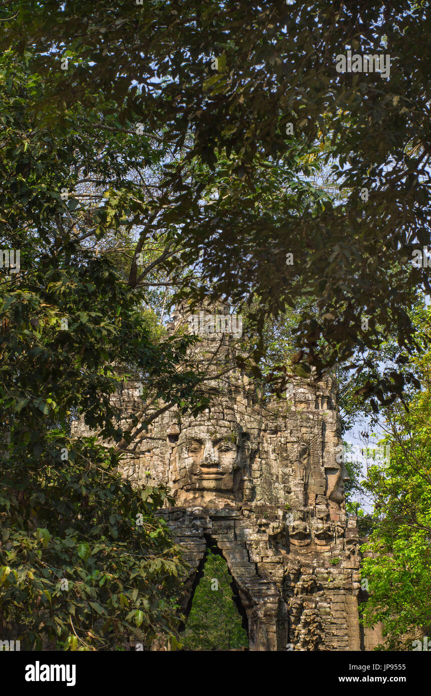 Flächen am Westtor, Angkor Thom, Angkor archäologischer Park, Stockfoto