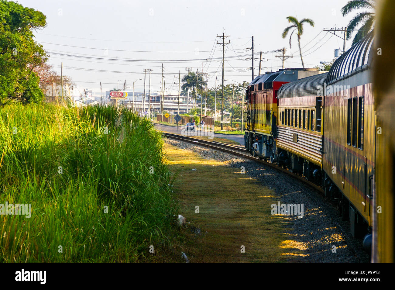Bilder von der Panama Canal Railway train nahenden Colon Stockfoto