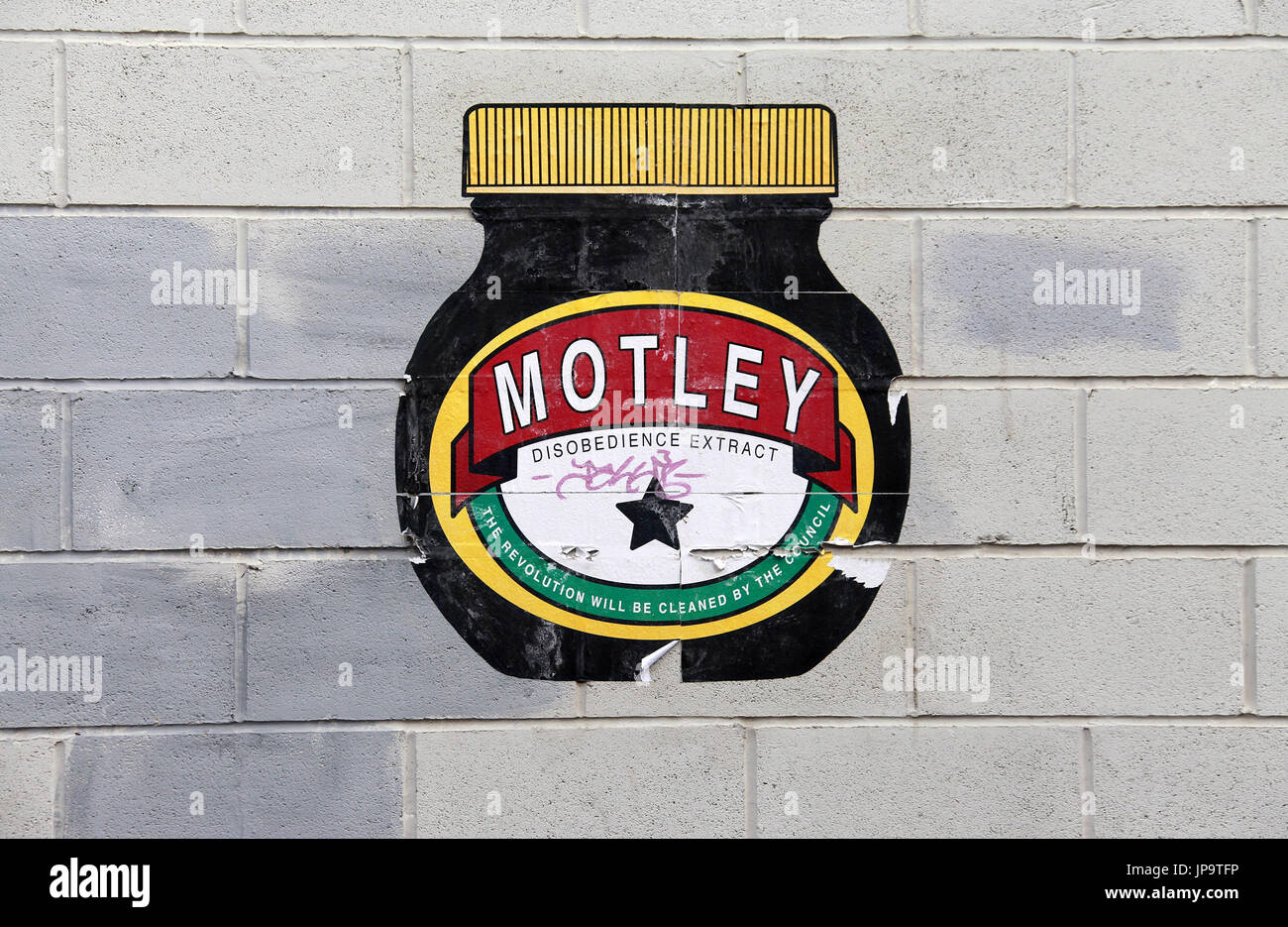 Bunte Marmite Jar Streetart Stockfoto